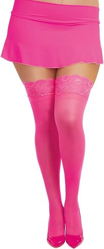 Dreamgirl Women's Sheer Thigh High Stockings with Silicone Lace Top in Saudi Arabia