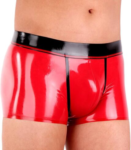 IOKUKI Latex Boxer Briefs Men,Latex Shorts Rubber Handmade Panties for Cosplay Club Costumes in Kuwait