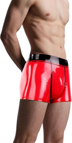 IOKUKI Latex Boxer Briefs Men,Latex Shorts Rubber Handmade Panties for Cosplay Club Costumes in Kuwait