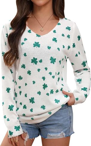 بلوفر أيرلندي بأكمام طويلة مطبوع عليه St. Patrick's Clover للسيدات من G وPL in Saudi Arabia