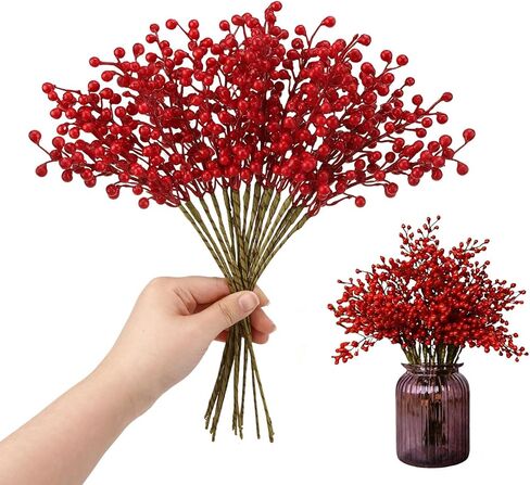 EFIVS ARTS Artificial Red Berry,8 Pack Holly Christmas Berries Stems for Christmas Tree Decorations, Crafts, Holiday and Home Decor (red) in Kuwait