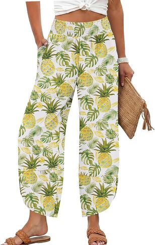 Lepunuo Womens Baggy Wide Leg Pants Summer High Waisted Palazzo Pants Beach Vacation 2026 Casual Trousers with Pockets in Saudi Arabia