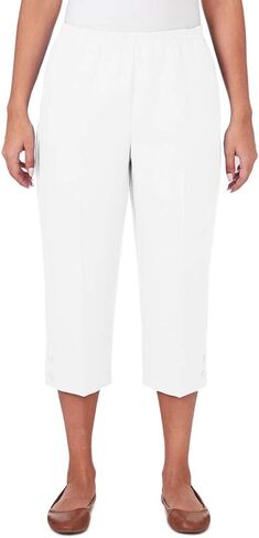 Alfred Dunner Women's Button Hem Gathered Waistband Capri in Saudi Arabia