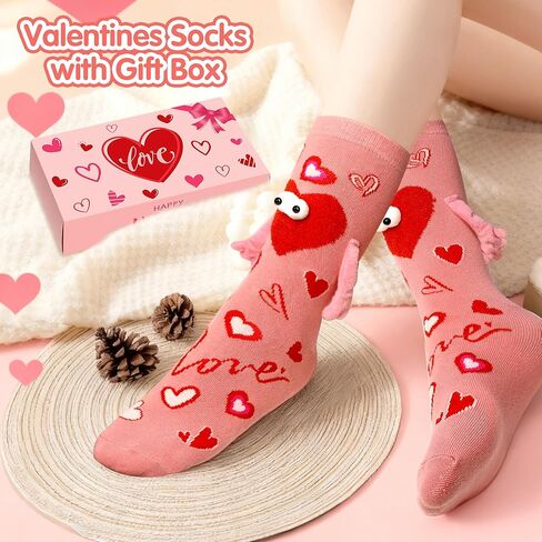 Valentines Day Gifts for Her, 2 Pairs Valentines Socks for Women, Funny Magnetic Holding Hands Couple Socks for Wife Friends or Teens in Saudi Arabia