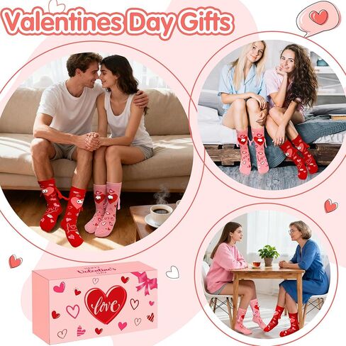 Valentines Day Gifts for Her, 2 Pairs Valentines Socks for Women, Funny Magnetic Holding Hands Couple Socks for Wife Friends or Teens in Saudi Arabia