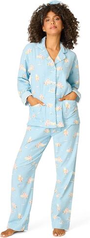 PJ Salvage womens Cotton Flannel Long-sleeve Top, Pant and Headband 3-piece Pajama Set in Saudi Arabia