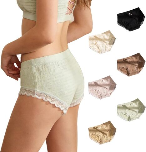 6 Pack Mid-waist Sexy Women's Panties, Plus Size Lace Panties, Suitable For Everyday Wear in Saudi Arabia