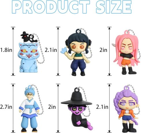 12Pcs K Pop Demon Hunters Action Figure,Demon Hunters Keychains Holder Car Key Ring Mobile Phone Bag Hanging,Unique Action Figures Decorations Gifts for Fans Office Room Figurine Decor in Saudi Arabia
