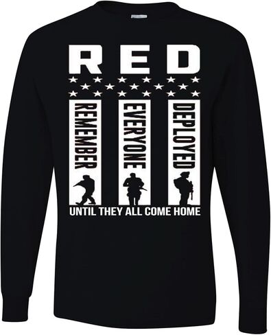RED Remember Everyone Deployed USA Pride Patriotic Mens Long Sleeves in Saudi Arabia