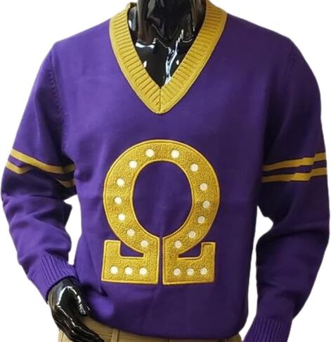 Buffalo Dallas Omega Psi/Ψ Phi V-Neck Sweater [Purple - XL] - ID#21471 in Saudi Arabia