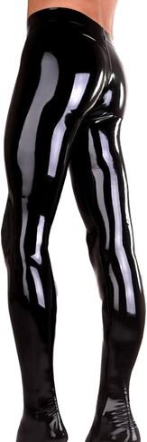 IOKUKI Latex Leggings for Men,Latex Rubber Pants with Zipper at Crotch Handmade with Socks Theme Club Leggings in Kuwait