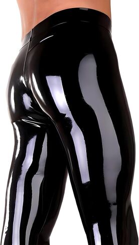 IOKUKI Latex Leggings for Men,Latex Rubber Pants with Zipper at Crotch Handmade with Socks Theme Club Leggings in Kuwait