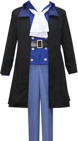 Anime Mens Suit Cosplay Cloak Blue Coat Pants Belt Scarf Uniform Halloween Outfit Christmas in Kuwait