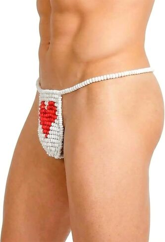 ملابس داخلية مضحكة للرجال من Candy Posing Pouch، مقاس واحد يناسب معظم تصميمات الخيوط المقواة (قلب أبيض/أحمر) in Kuwait