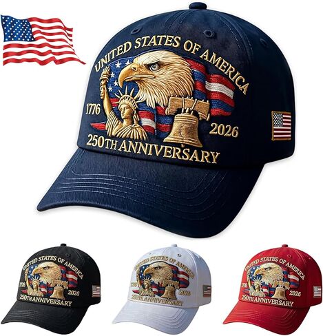 250th Anniversary USA Hat - Adjustable United States 250th Anniversary Hat Retro Embroidered Baseball Cap in Saudi Arabia