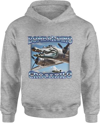 Bombardino Crocodilo Brainrot Youth-Sized Hoodie, Soft Fleece, Graphic Design in Saudi Arabia