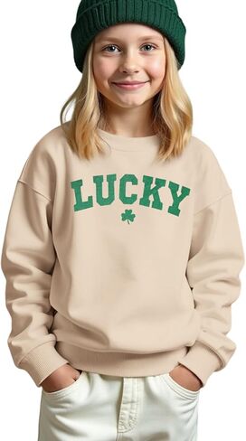 Boys Girls St. Patricks Day Sweatshirt Irish Lucky Clover Shamrock Shirt Kids Long Sleeve Pullover Tops 7-12 Years in Saudi Arabia