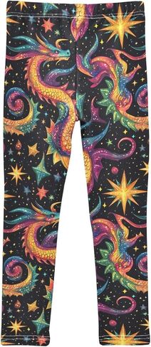 Multicolored Dragons and Stars Girls Leggings Kids Yoga Pants Dance Active Tights 4T in Saudi Arabia
