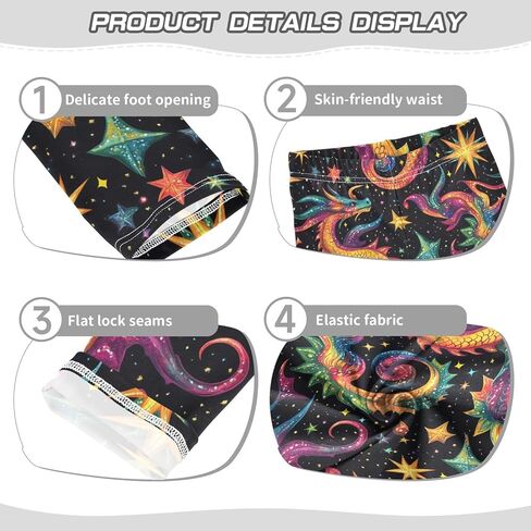 Multicolored Dragons and Stars Girls Leggings Kids Yoga Pants Dance Active Tights 4T in Saudi Arabia
