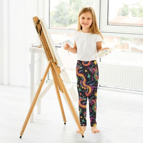 Multicolored Dragons and Stars Girls Leggings Kids Yoga Pants Dance Active Tights 4T in Saudi Arabia