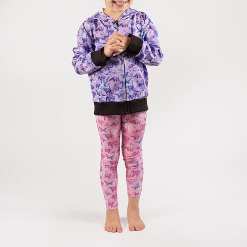 Girls Dinosaur Leggings 3-Pack – Soft Sensory-Friendly Girls Leggings – Pink, Purple & Blue – Size 7-8 in Saudi Arabia