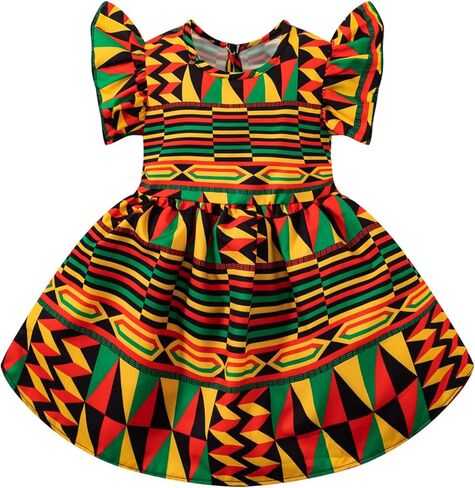 2 Pcs African Girl Dashiki Ankara Outfit African Dashiki Dress Headband Set in Saudi Arabia