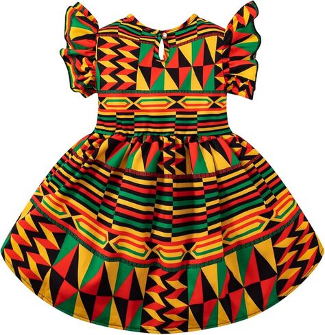 2 Pcs African Girl Dashiki Ankara Outfit African Dashiki Dress Headband Set in Saudi Arabia