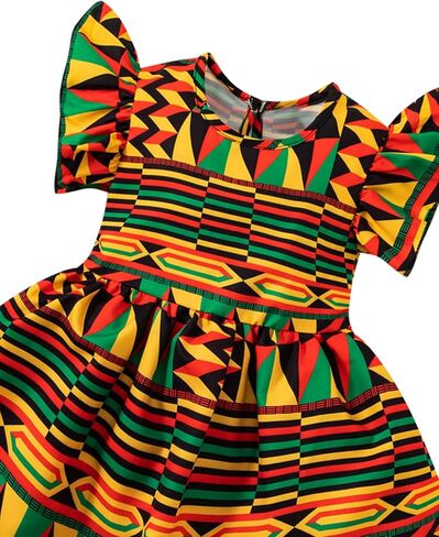 2 Pcs African Girl Dashiki Ankara Outfit African Dashiki Dress Headband Set in Saudi Arabia