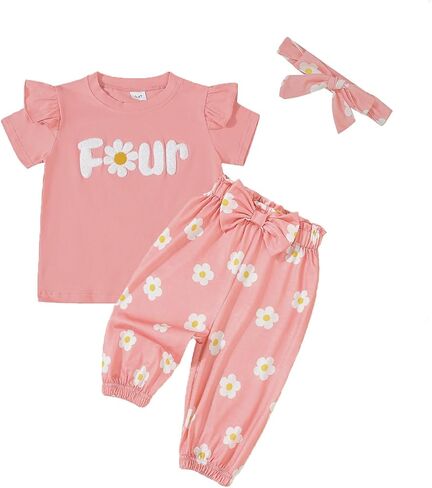 Baby Girl Birthday Outfit 1st 2nd 3rd 4th 5th Embroider Flower One Two Three Four Five Years Old Birthdays Gift in Saudi Arabia