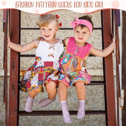 Bencailor 20 Pairs Girls Cartoon Pattern Crew Socks Cute Patterns Ruffle Crew Cotton Cute Socks for Kids Toddler Girls in Saudi Arabia
