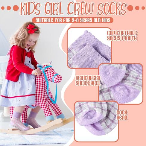 Bencailor 20 Pairs Girls Cartoon Pattern Crew Socks Cute Patterns Ruffle Crew Cotton Cute Socks for Kids Toddler Girls in Saudi Arabia