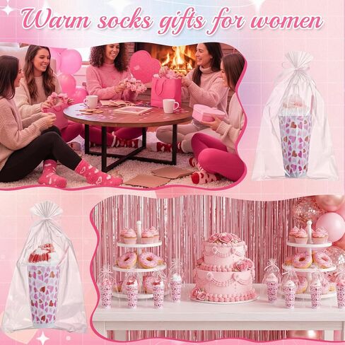 Funtery Galentine's Day جوارب غامضة هدايا للنساء السائبة حفلة عيد الحب المواد الوردي كأس القلب جورب هدية in Kuwait