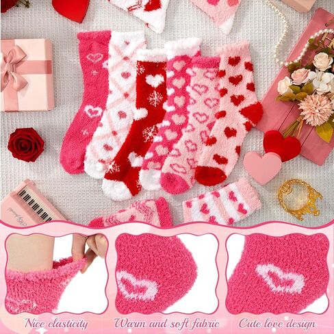 Funtery Galentine's Day جوارب غامضة هدايا للنساء السائبة حفلة عيد الحب المواد الوردي كأس القلب جورب هدية in Kuwait