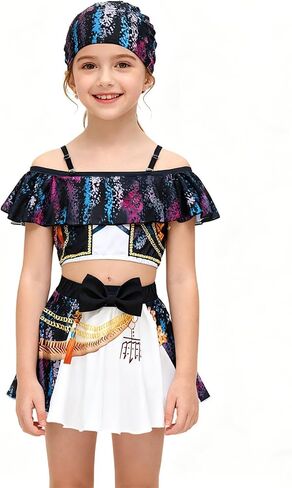 Little Girls Two-Piece Swimsuit with Swim Cap Demon Hunter Merch Costume Swimwear for Bathing Suits in Saudi Arabia