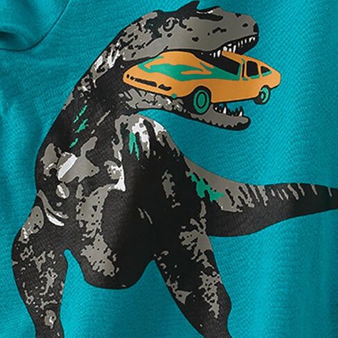 Boys' Long Sleeve T-Shirt, Dinosaur Eating Car Graphic Crewneck Pullover for 3-8 Years in Saudi Arabia
