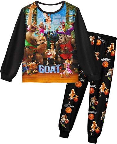 طقم ملابس للأولاد من Goat Will Harris بأكمام طويلة من فيلم Goat Movie مكون من قطعتين قميص وسروال للأطفال من عمر 6 إلى 10 سنوات in Kuwait