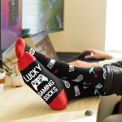 Boys Easter Basket Stuffers - Gamer Themed Socks for Teen Boys, Ideal Easter Basket Add-On, Cool Gaming Gifts for Gamers, Perfect for Young Enthusiasts Who Love Gaming in Saudi Arabia
