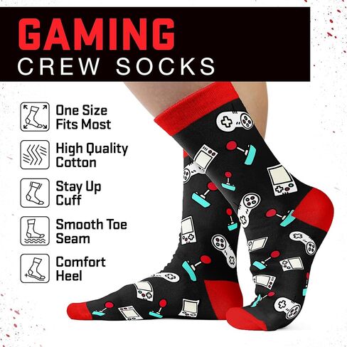 Boys Easter Basket Stuffers - Gamer Themed Socks for Teen Boys, Ideal Easter Basket Add-On, Cool Gaming Gifts for Gamers, Perfect for Young Enthusiasts Who Love Gaming in Saudi Arabia