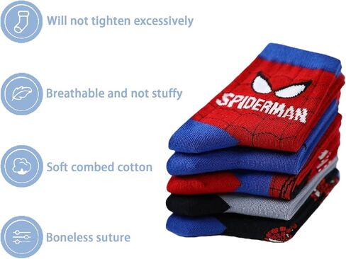 Spider boys socks,10-Pack Breathable Comfort Decorative Socks for kids boys girls in Saudi Arabia