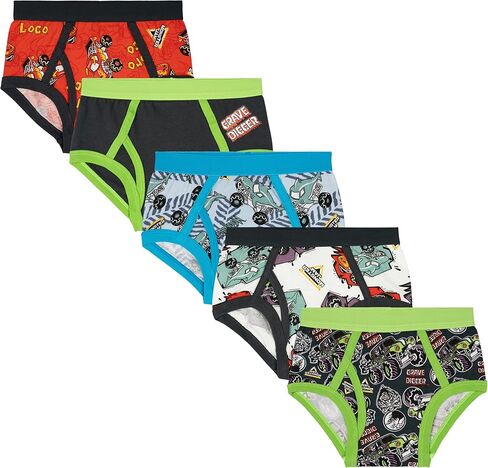 Monster Jam Boys 5 Pack Briefs Underwear Toddler to Big Kid Sizes Grave Digger El Toro Loco Megalodon in Saudi Arabia