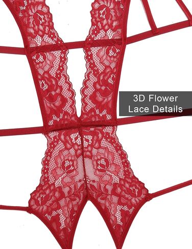 Avidlove Women Deep V Halter Lingerie Teddy Lace Bodysuit One Piece Babydoll Sexy Outfit in Saudi Arabia