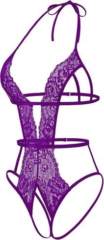 Avidlove Women Deep V Halter Lingerie Teddy Lace Bodysuit One Piece Babydoll Sexy Outfit in Saudi Arabia