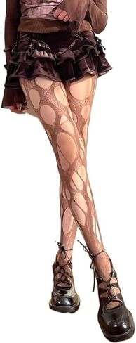 Distressed Ripped Fishnet Stockings for Women Sexy Hole Mesh Tights Goth Y2k Lace Sheer Pantyhose in Saudi Arabia