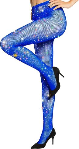 MEEZY Fishnet Stockings Colored Sparkly Tights, Shiny Tights High Elastic Glitter Stockings Pantyhose for Music Festival in Saudi Arabia