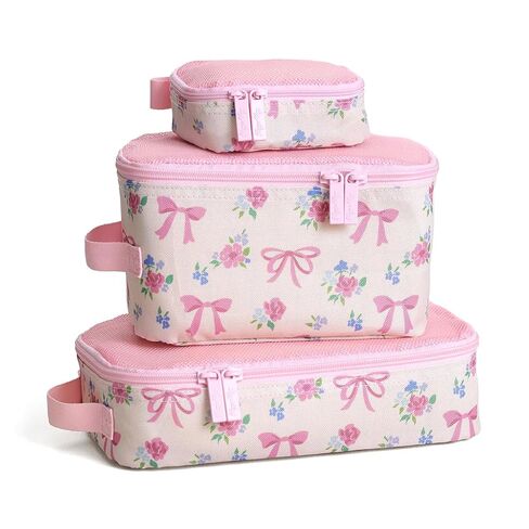 Itzy Ritzy Packing Cubes - Set of 3 Packing Cubes or Travel Organizers; Each Cube Features A Mesh Top, Double Zippers & A Fabric Handle, Checkerboard in Saudi Arabia