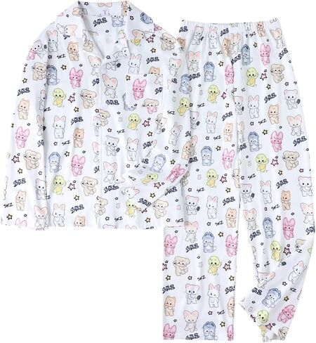 طقم بيجامات Bangchan Felix Hyunjin بيجامة Lee Know Han Seungmin Changbin I.N قميص + بنطلون 2 قطعة Merch للمروحة in Saudi Arabia