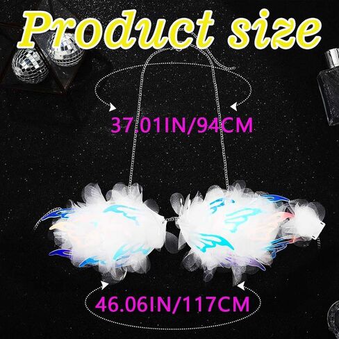 REETAN Light Up Bra Top LED Sparkly Glow Tops Featival Rave Outfit Accessories for Women White in Saudi Arabia