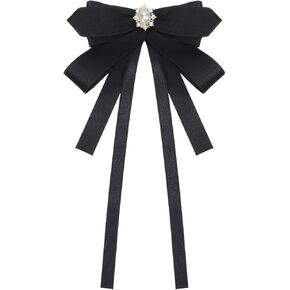 TIESOME 1 Pcs Womens Bow Tie, Pre Tied Adjustable Bowtie for Girls & Ladies, Solid Color Ribbon, Clip On or Adjustable Neck Strap, Perfect for Party, Cosplay, School, Daily Wear, Black in Saudi Arabia
