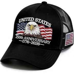 250 الذكرى السنوية الولايات المتحدة الأمريكية قبعة 1776-2026 قابل للتعديل المطرزة باتريوتس النسر قبعة سائق الشاحنة أمريكا 250th شبكة الظهر قبعة للرجال والنساء in Saudi Arabia