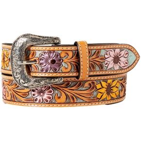 ARIAT Western Belt Womens Floral Overlay Contrast Lacing A1533102 in Kuwait